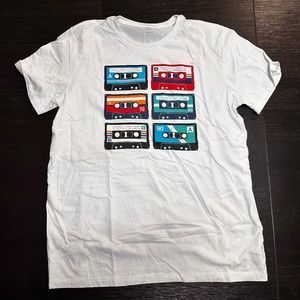 Old Navy Mens Shirt Large White Cassette Tapes 90s